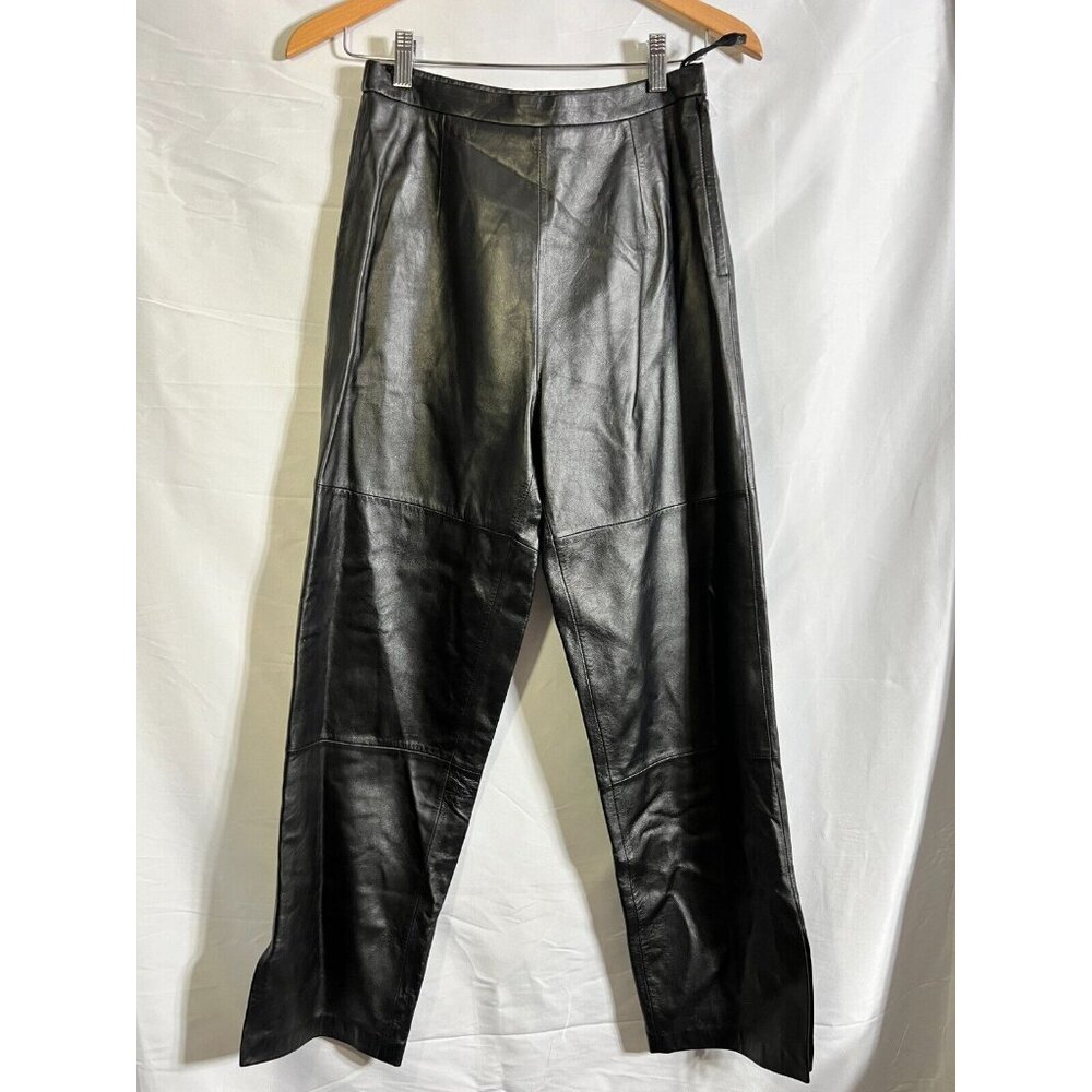 Elegant Black Leather Flare Pants